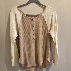 Free People half button up long sleeve shirt